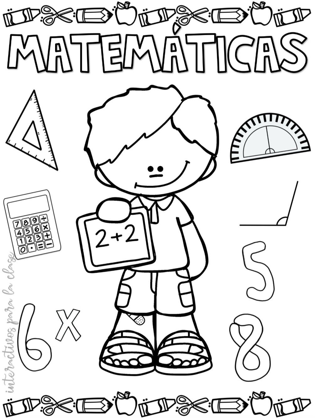 Portada de Matemáticas para Colorear: Niños, primaria y dibujos